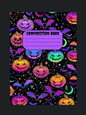 Custom Composition Book & Mini Notebooks, Handmade, Halloween pumpkins and bats